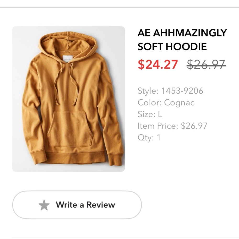 American Eagle Outfitters Cognac Ahhmazingly Soft Hoodie